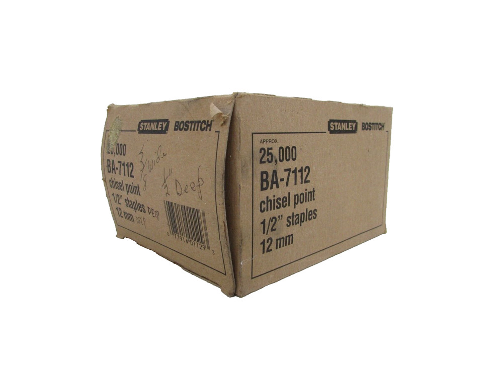 STANLEY (BOSTITCH) BA-7112 CHISEL POINT 1/2" STAPLES, OPEN BOX