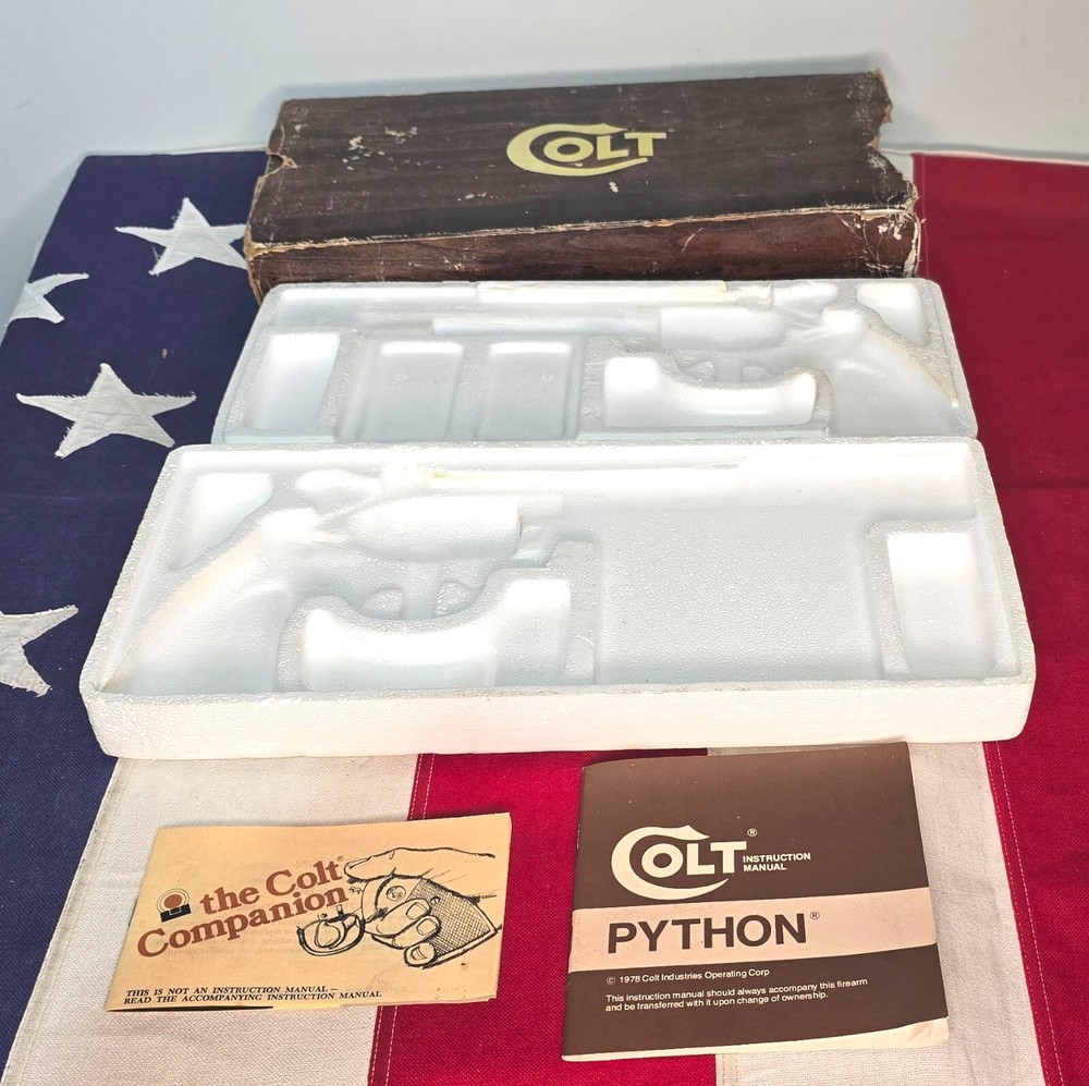 Colt Python 6 Inch Vintage Box, Paperwork, 1978 Manual .357