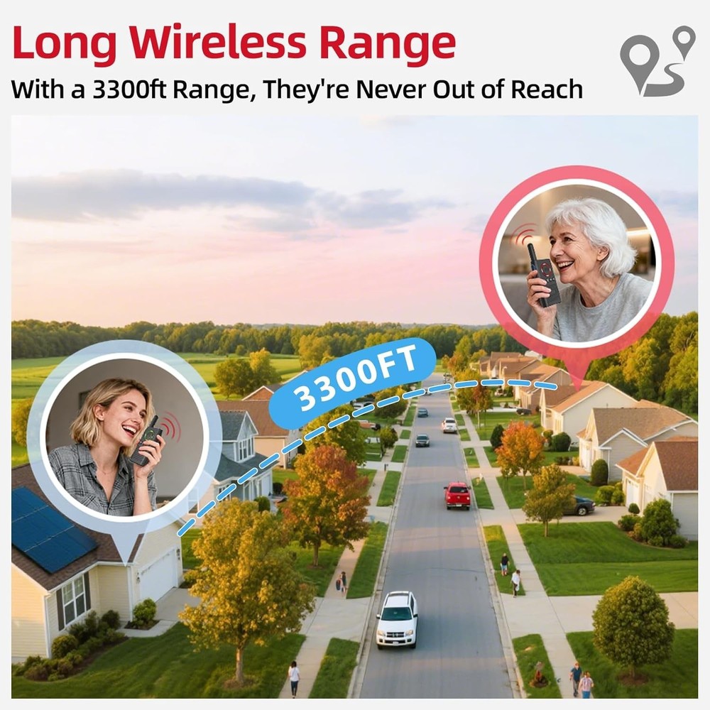 Caregiver Pager Wireless Alert Button Home Intercom System Long Range 2 Way R...