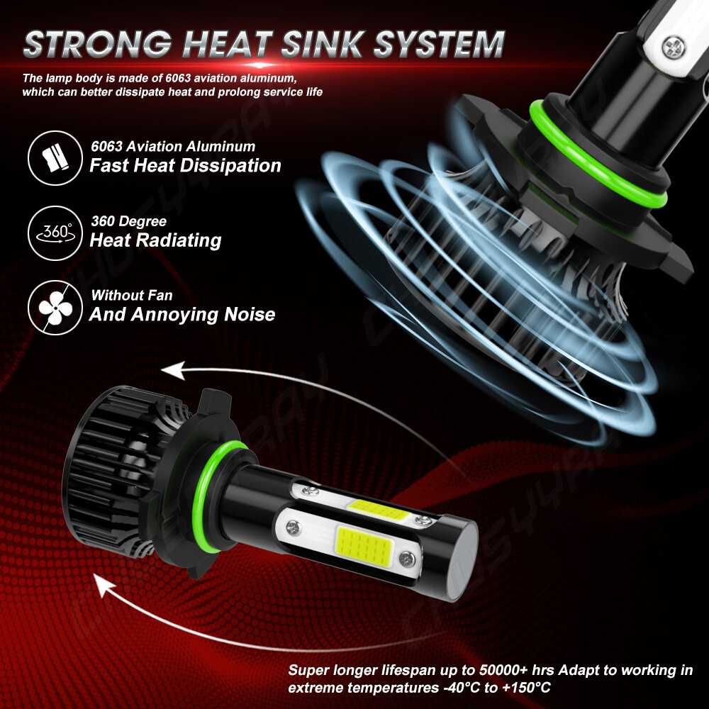 4x For Honda Civic 2006-2011 LED Headlight High Low Beam Bulbs Combo Kit