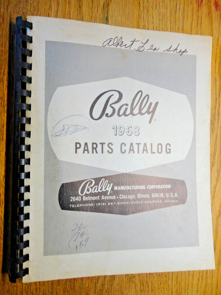 Bally 1968 Pinball Games Parts Common Assemblies Manual, Nice Comb Binding