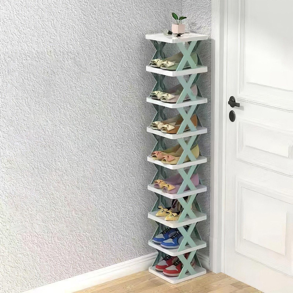 9Tier Narrow Entryway Shoe Rack Plastic Vertical Organizer Space Saving Free