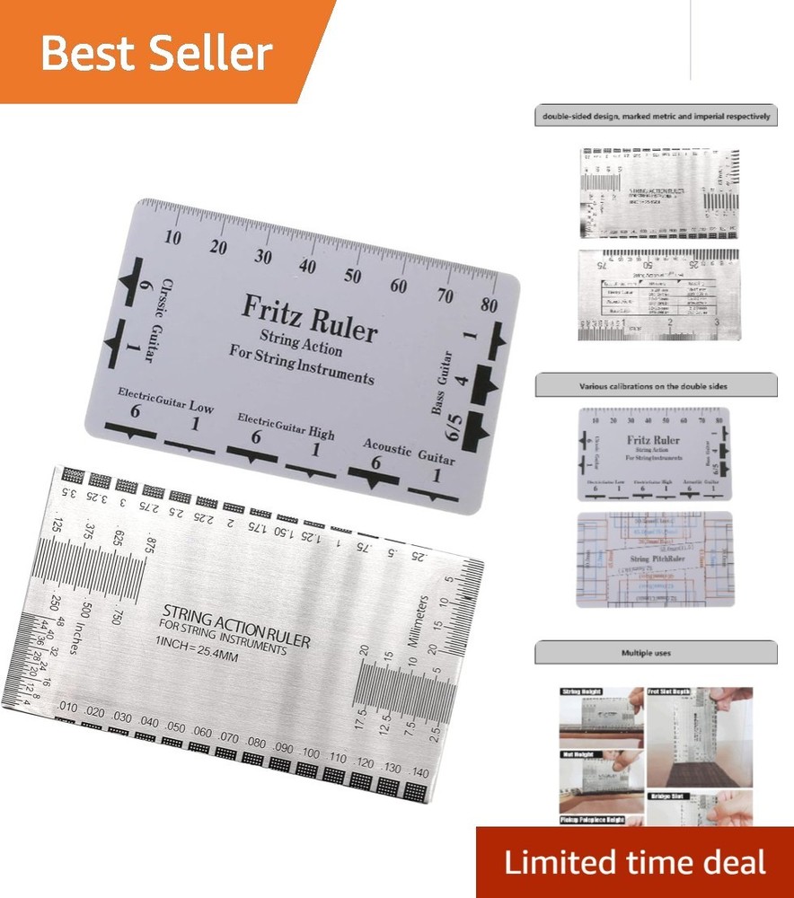Guitar Luthier Tool Set: String Action Gauge & Pitch Ruler for Precision Setup
