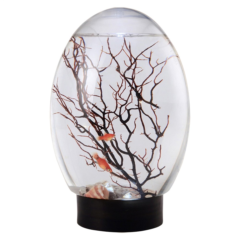 Aquarium Mini Fish Tank With LED Light Microlandscape For Tabletop
