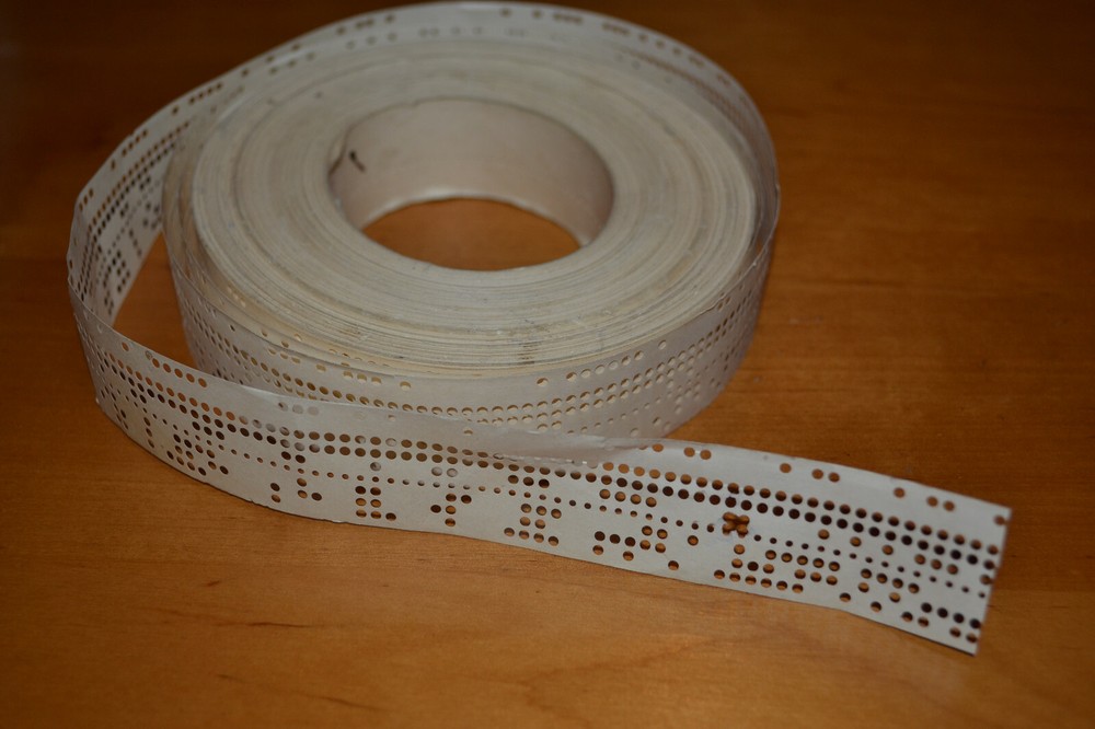 Vintage Soviet Computer Punched Paper Tape with Old Program Code, USSR 1960-1970