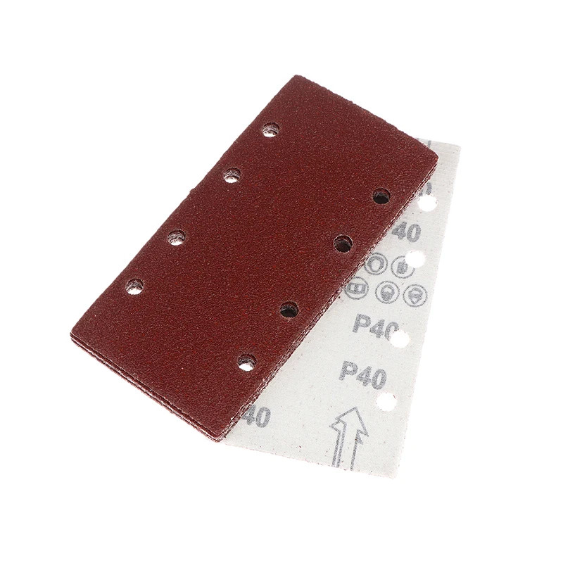 〔YY24〕10pcs 8-Hole Rectangular Premium Flocked Sandpaper Sheets Self-Adhesive 18