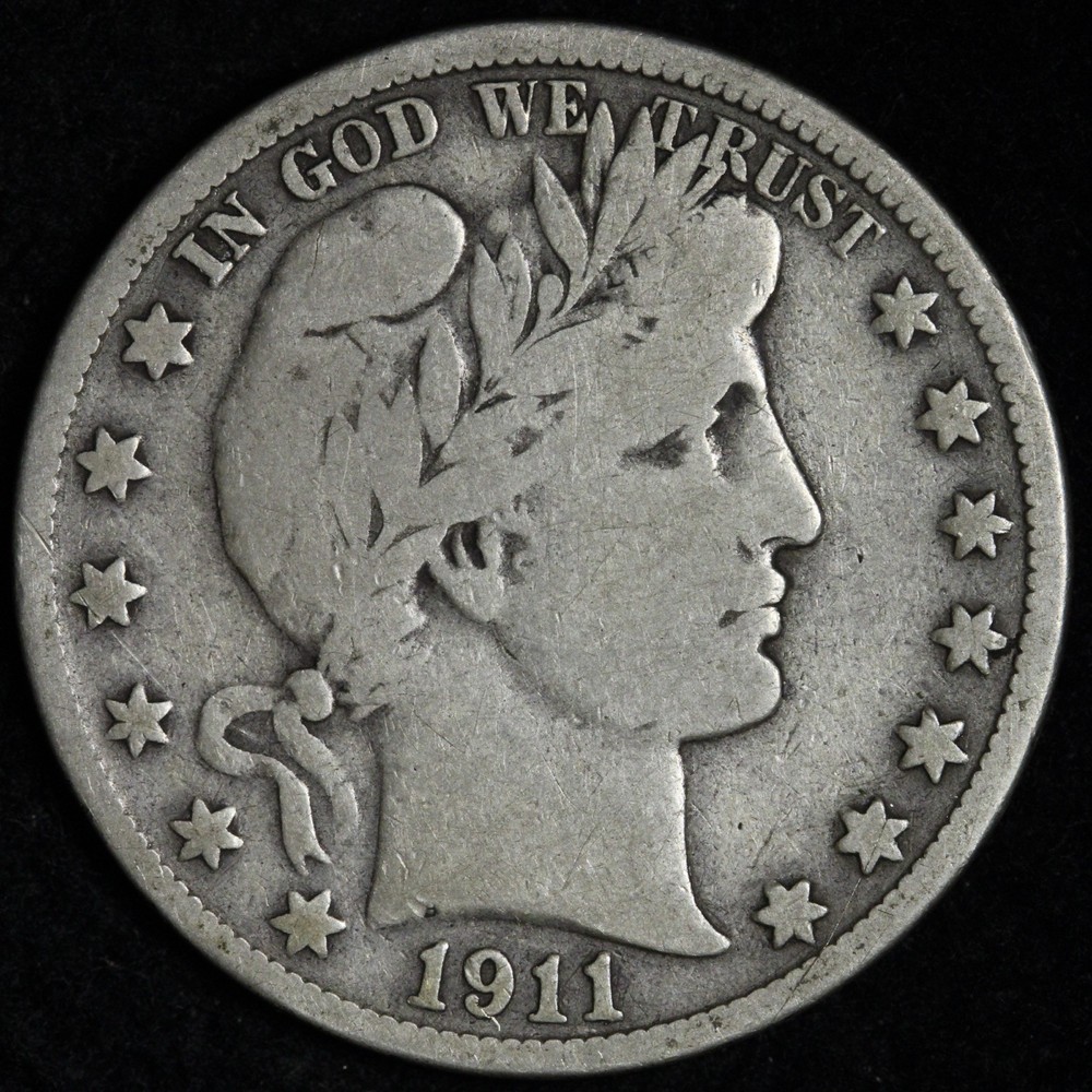 1911-S Barber Silver Half Dollar FINE+ E301 T