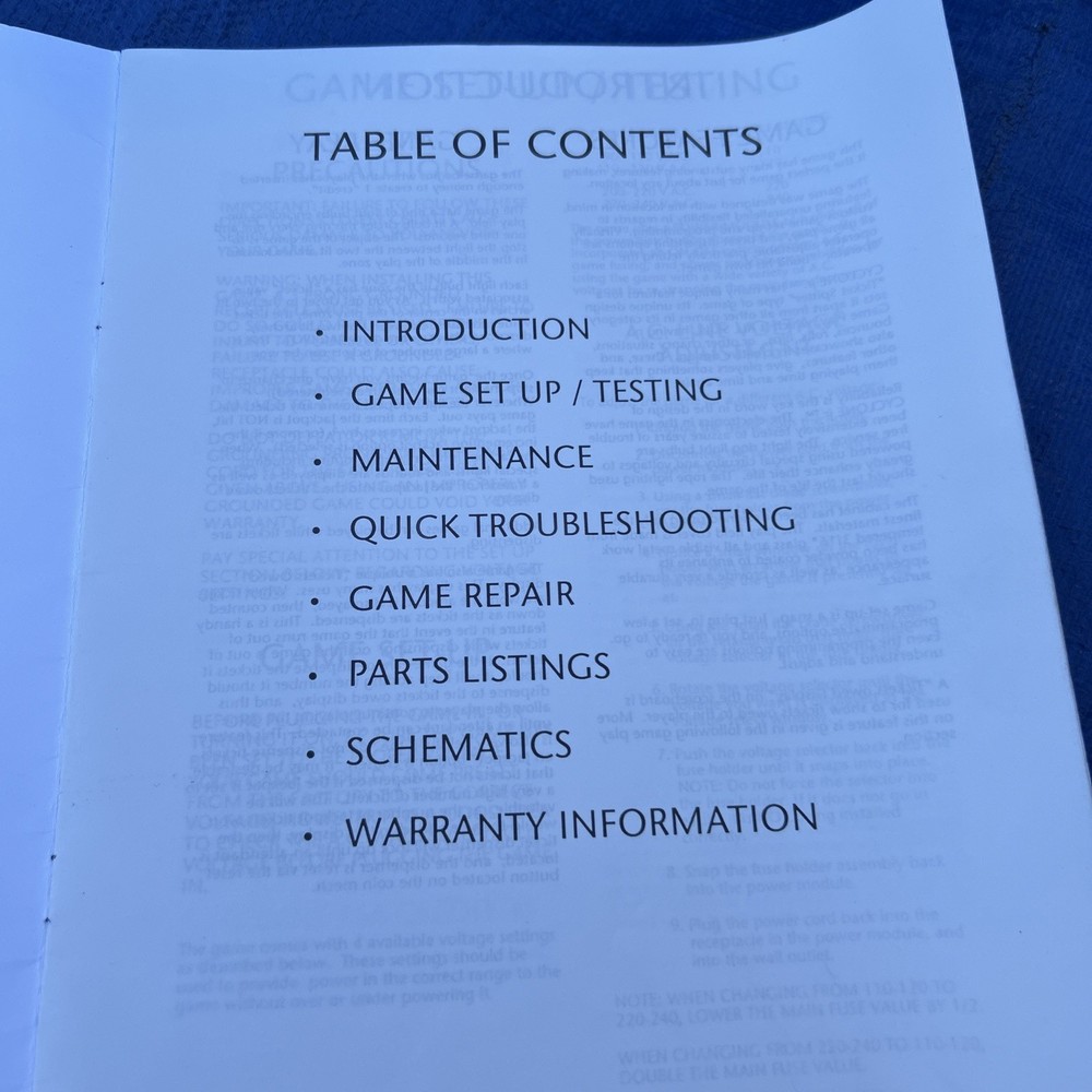 CYCLONE JR arcade game manual