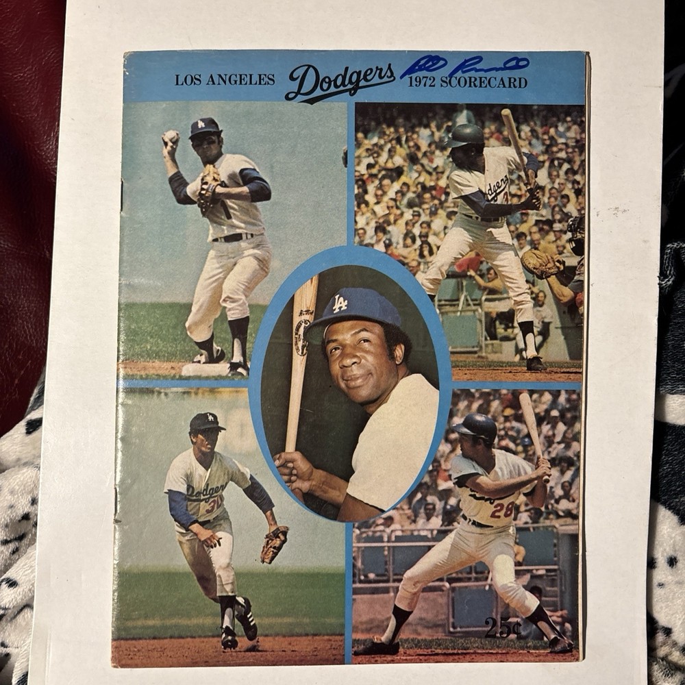 1972 Dodgers Program/signed 4x by Rookie Shortstop Bill Russell