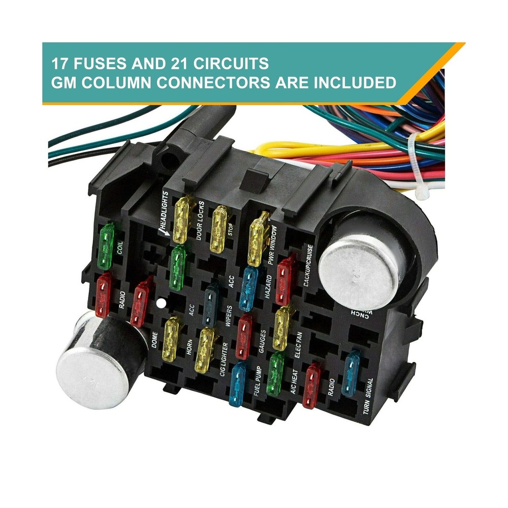 Universal Extra Long Wires 21 Circuit Wiring Harness Hotrod Kit Compatible wi...