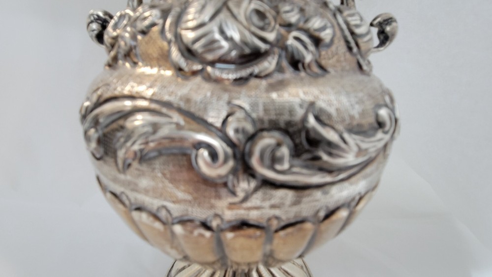 STERLING SILVER REPOUSSE VASE