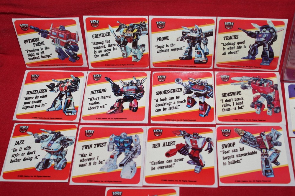 1985 Hasbro Transformers 192 Card set & 23 Stickers Complete HIGH Grade