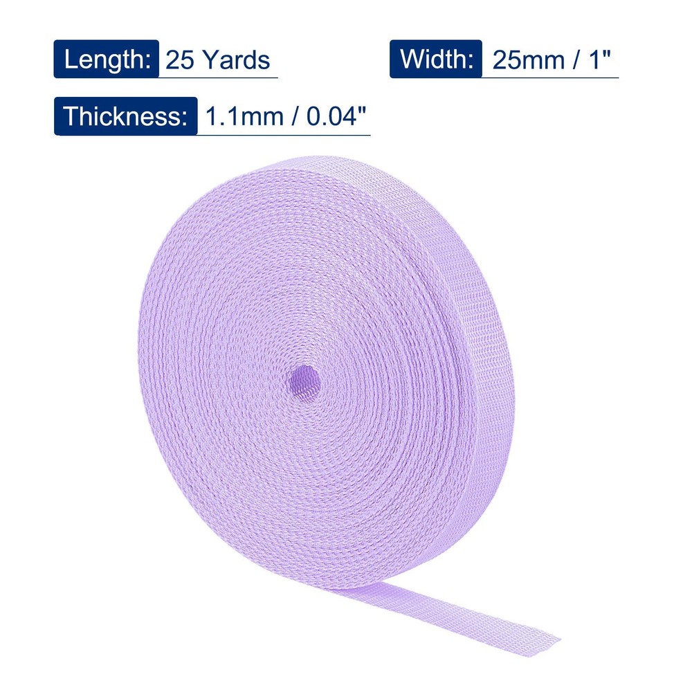 Lightweight Polypropylene Webbing Strap 1" 25 Yards Light Purple Strapping