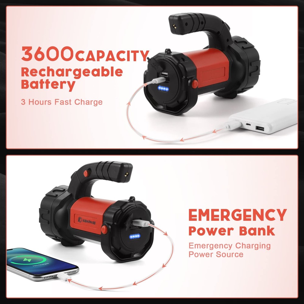 Camping Lantern Rechargeable, AlpsWolf LED Flashlight Spotlight Red