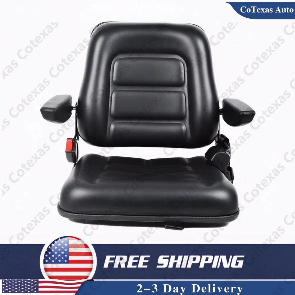 Tractor Forklift Seat Excavator Universal Adjustable Backrest Armrest Safty Belt