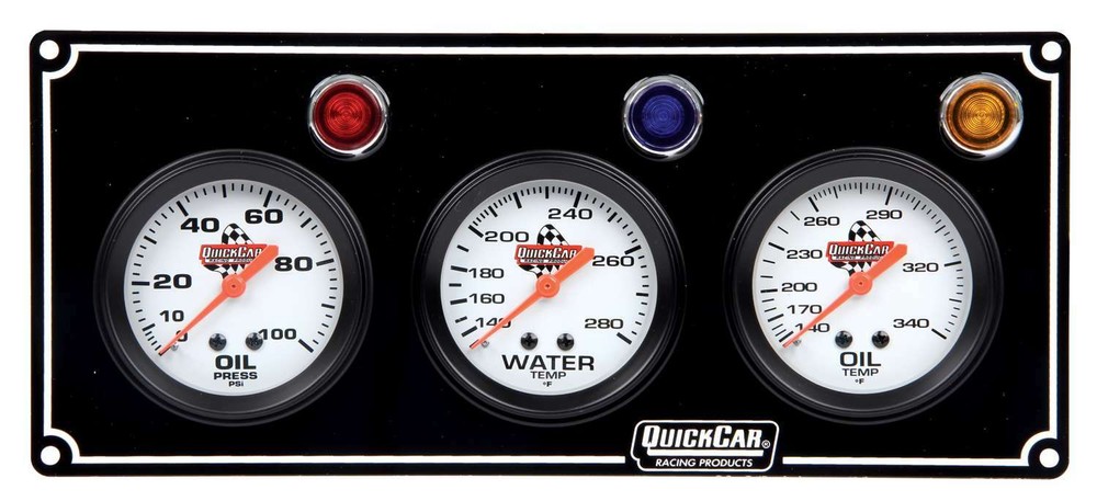 QUICKCAR 61-6711 3 Gauge Panel  OP/WT/OT Black