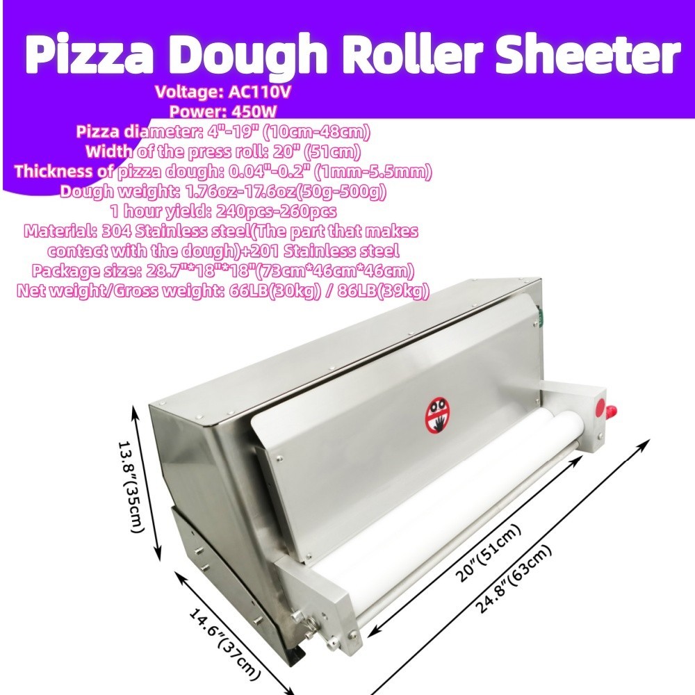 4-19" Electric Pizza Processing and Making Machine Dough Rolling Machine