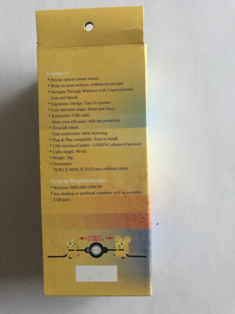 Hwazu e-mice precise optical sensor mouse with retractable cable