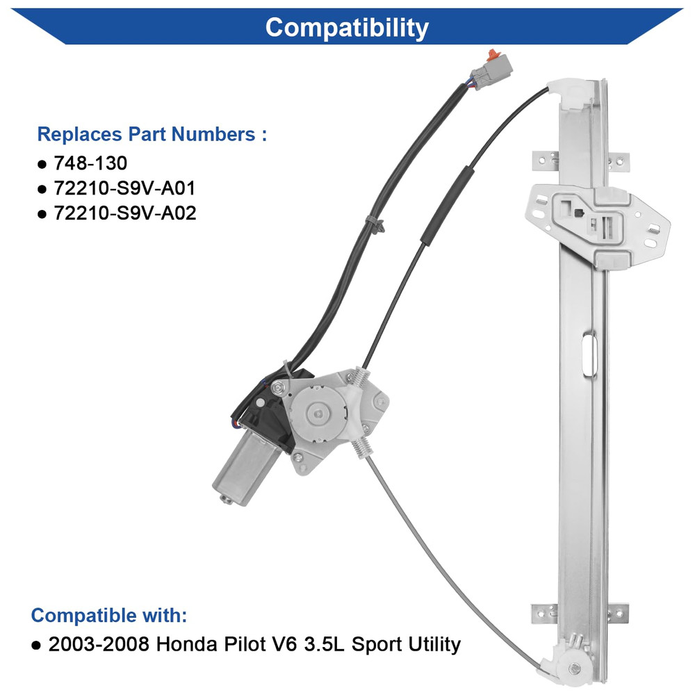 2003-08 Honda Pilot Front Right Power Window Regulator–Compatible