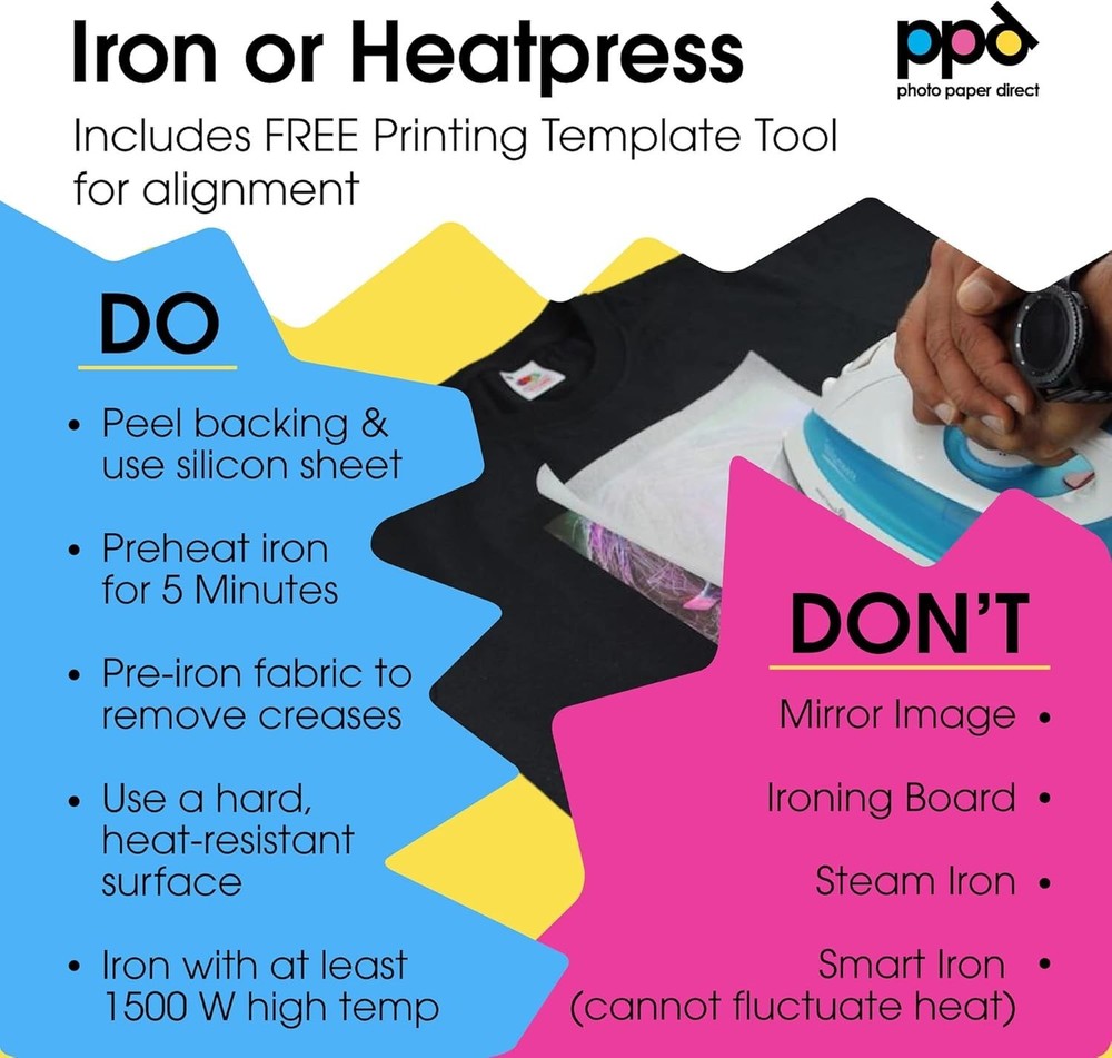 Durable Inkjet Iron-on Heat Transfer Paper - 5 Sheets for Dark Fabric Projects