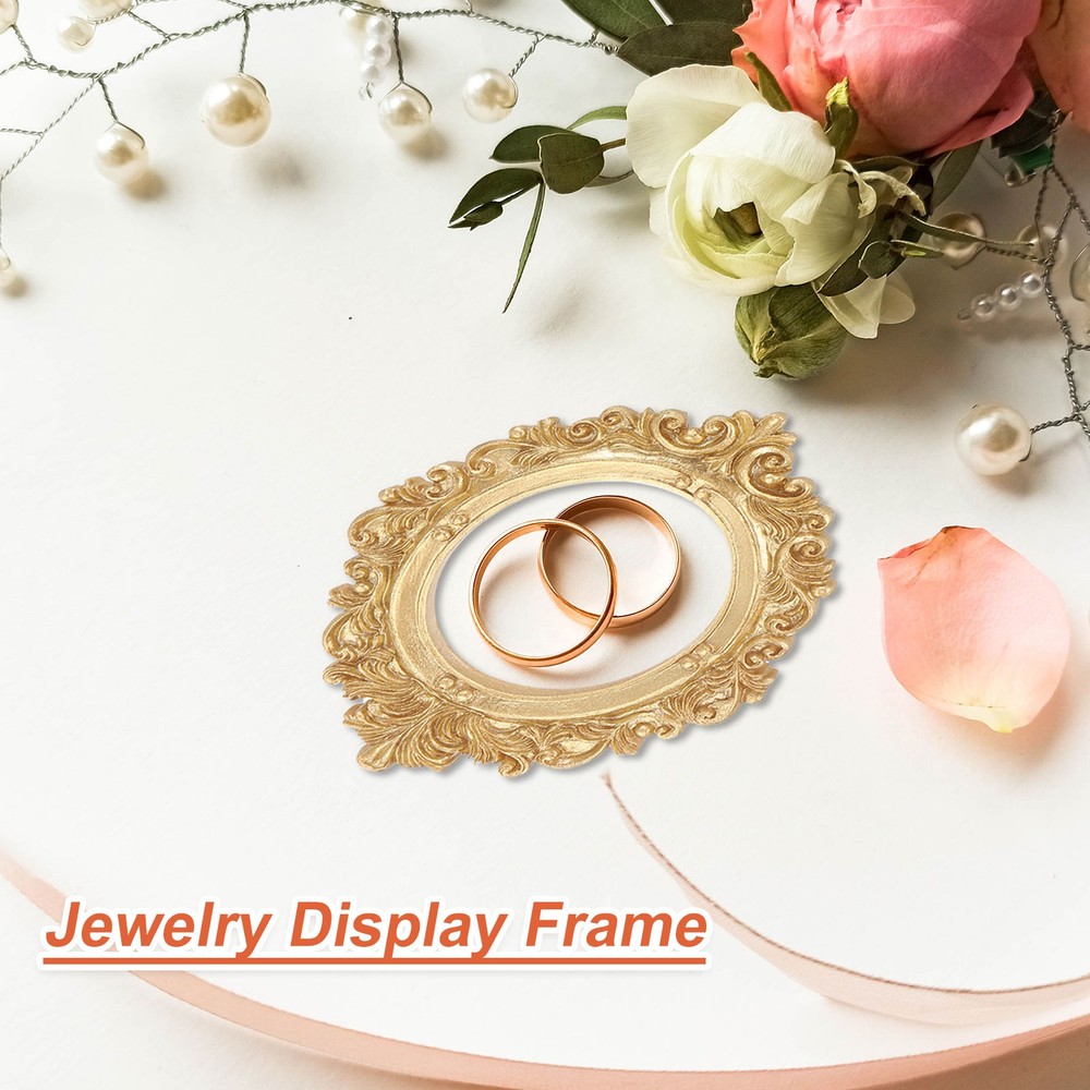 5pack 2.9"x2.1" Mini Picture Frames Oval Rectangle Display Photo Holder Gold