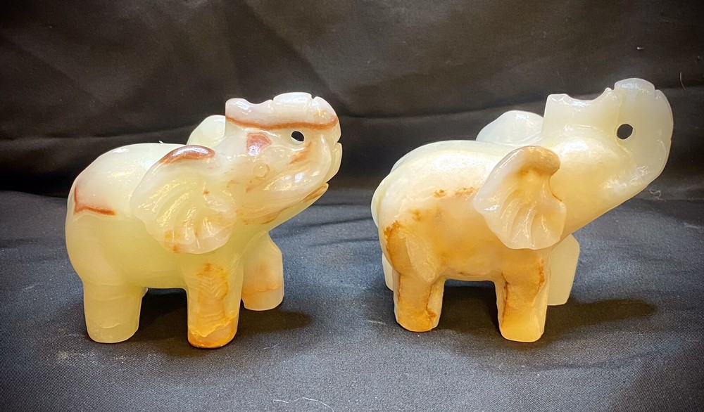 Afghan Jade Lucky Elephants - 1 Pair