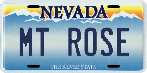 Mount Rose Nevada Aluminum License Plate