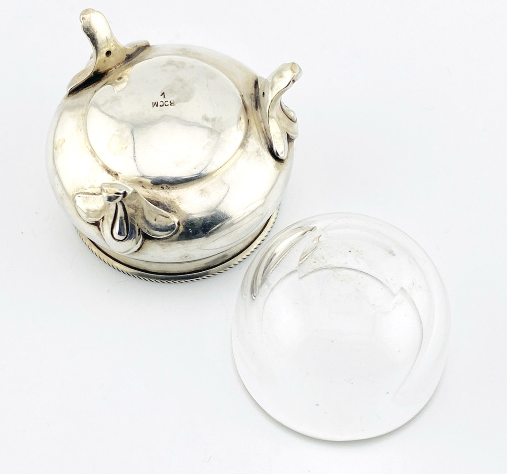 Vintage 800 Silver Footed Open Salt with Glass Insert