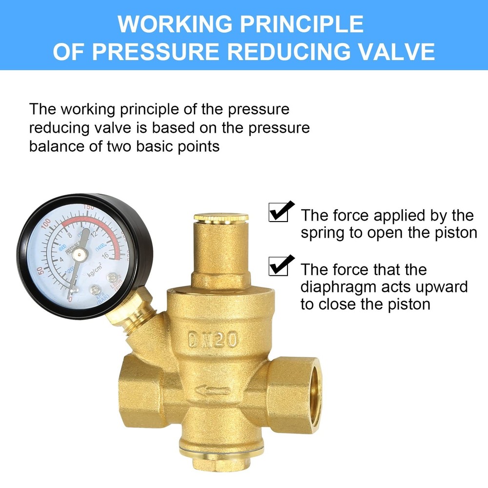 Water Pressure Regulator 3/4 inch with Gauge, Made of 294 cubic centimeters