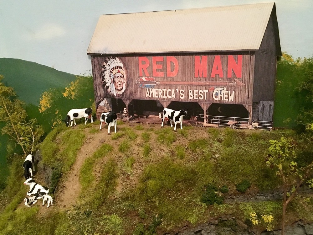 * O Scale Scratch Built "RED MAN BARN" Farm Building Front/Flat, MTH Lionel *