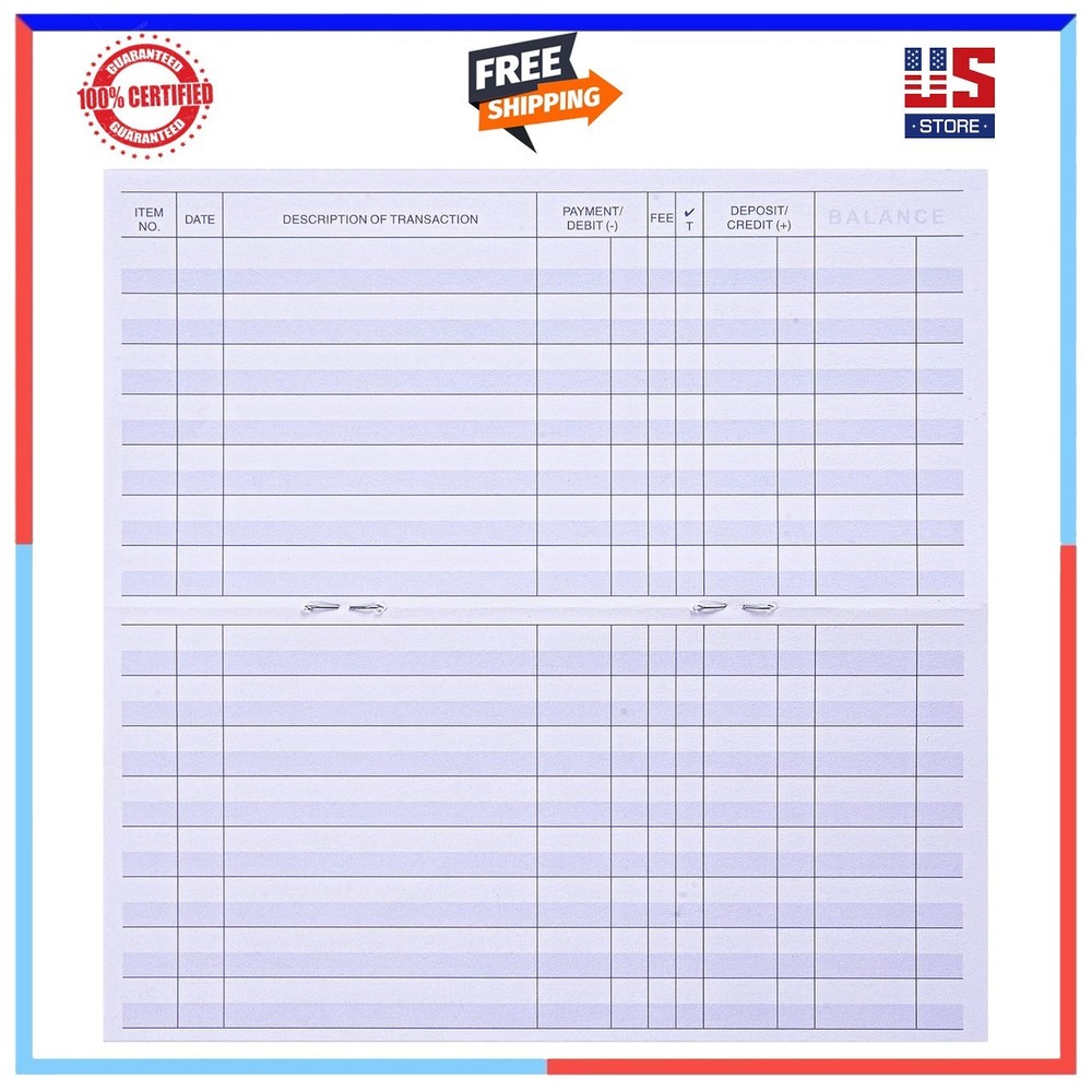 24 Pack Personal Checkbook Registers with Easy-Read Layout