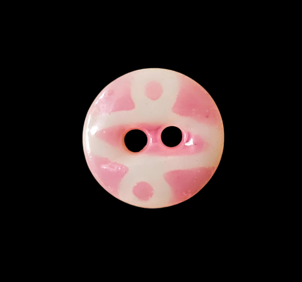 One Antique Button Uncommon Pink China Stencil  Pattern #7