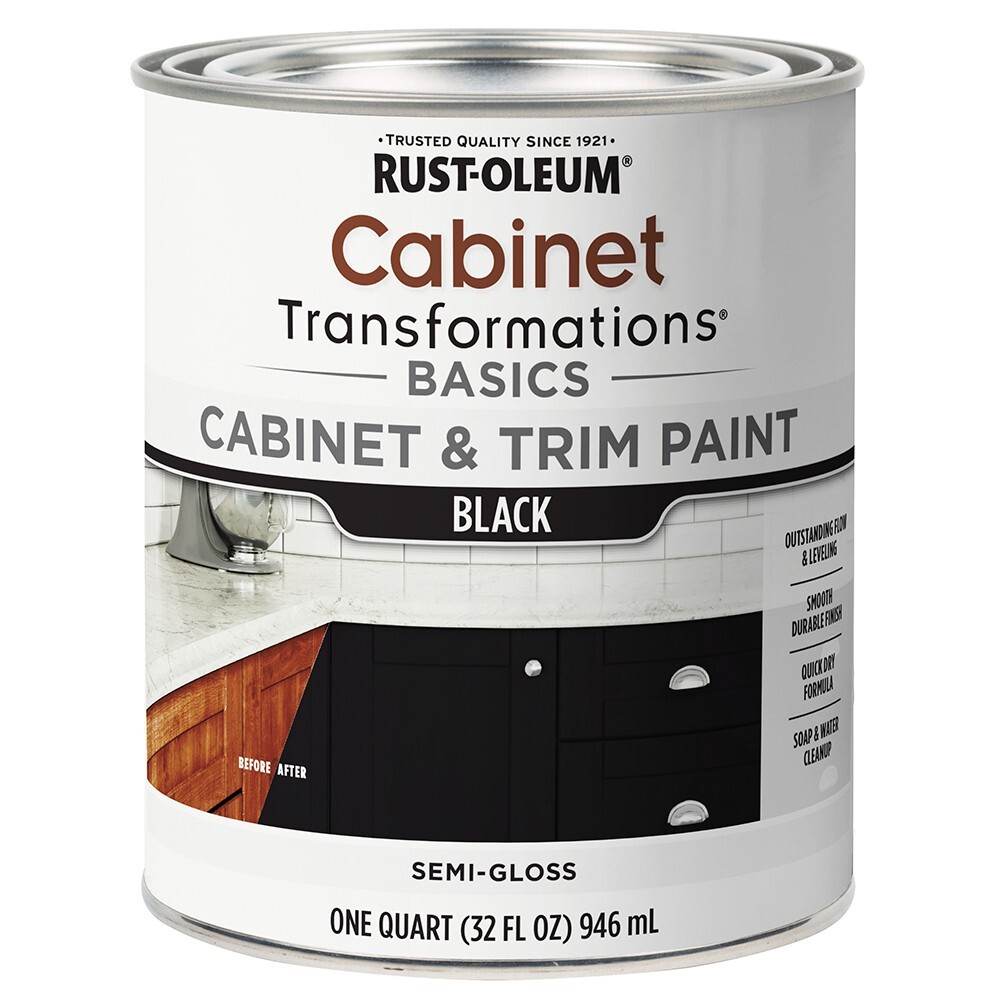 Rust-Oleum 372012 Cabinet & Trim Paint Semi- Gloss Black Quart