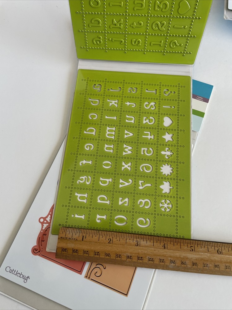 3 Cuttlebug Embossing Plus Cut and Emboss Folders Collage, Tags and Alphabet