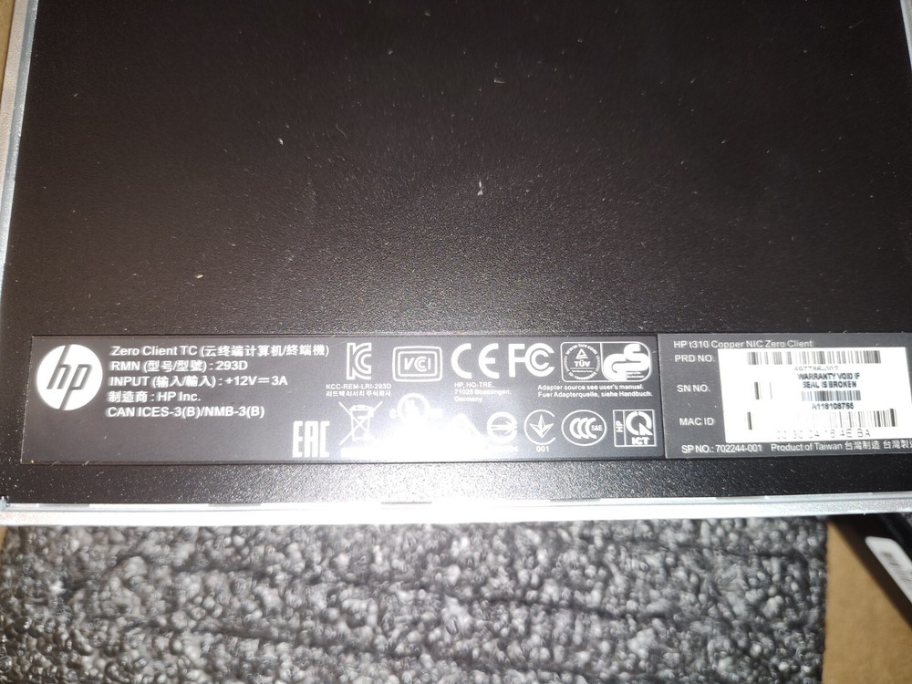 HP Thin Client T310 complete keyboard mouse power cord