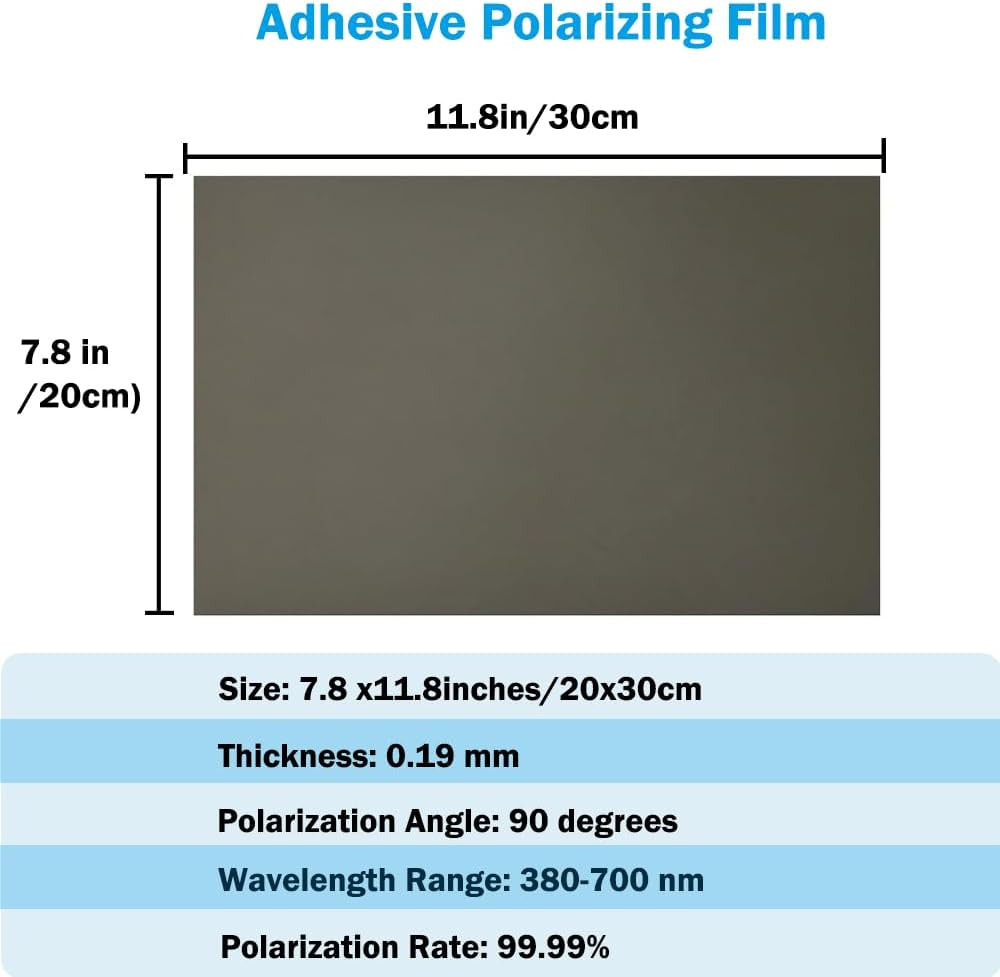 Polarized Filter Film Adhesive Sheets for Dashboard Display LCD Watch Screen 2Pc