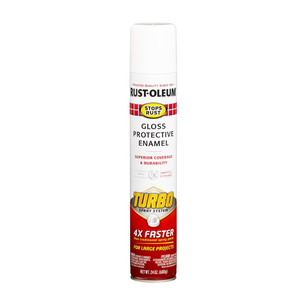 2Pack White Rust-Oleum Stops Rust Gloss Turbo Spray Paint, 24 oz, Rapid Coverage