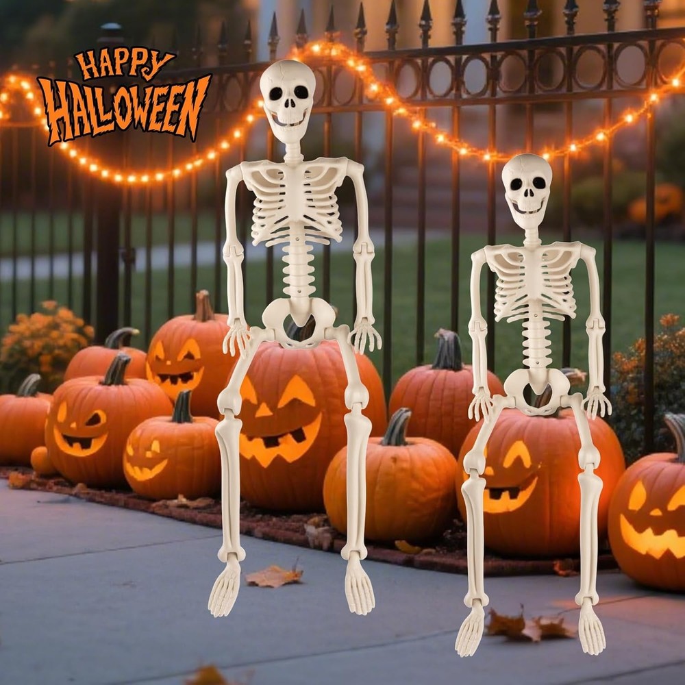 2pc Halloween Skeleton 3 ft Human Skeleton Full Body Posable Joints Skeleton