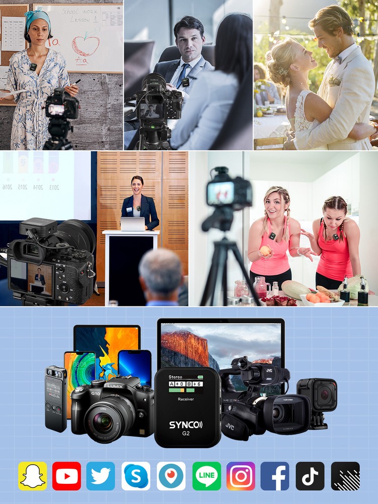 SYNCO G2(A2) Wireless Lavalier Microphone for Camera Phone Online Class Vlog
