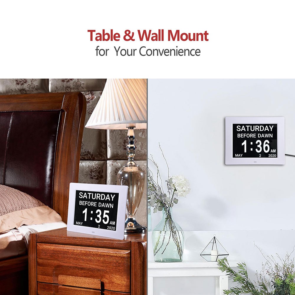 8" LCD Digital Calendar Day Clock