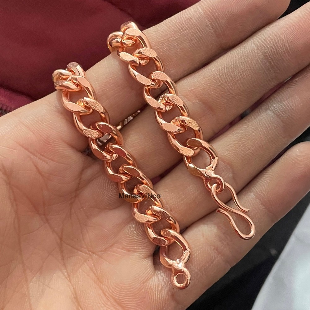 Pure Solid Copper Anklet Bracelet Handmade Unisex Adjustable Heavy Copper Chain