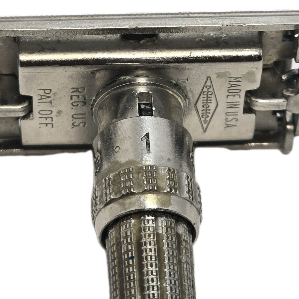 1963 Gillette Slim Adjustable 1-9 DE TTO Razor Date Code I1