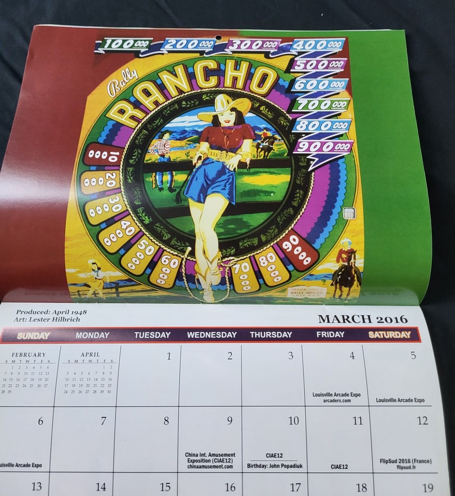 Pingame Journal Vintage 2016 Calendar, Pinball