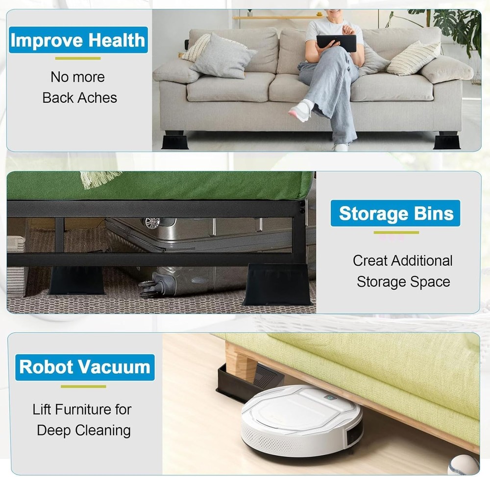 Bed Risers 6 inch Heavy Duty, Oversized 6 Pack