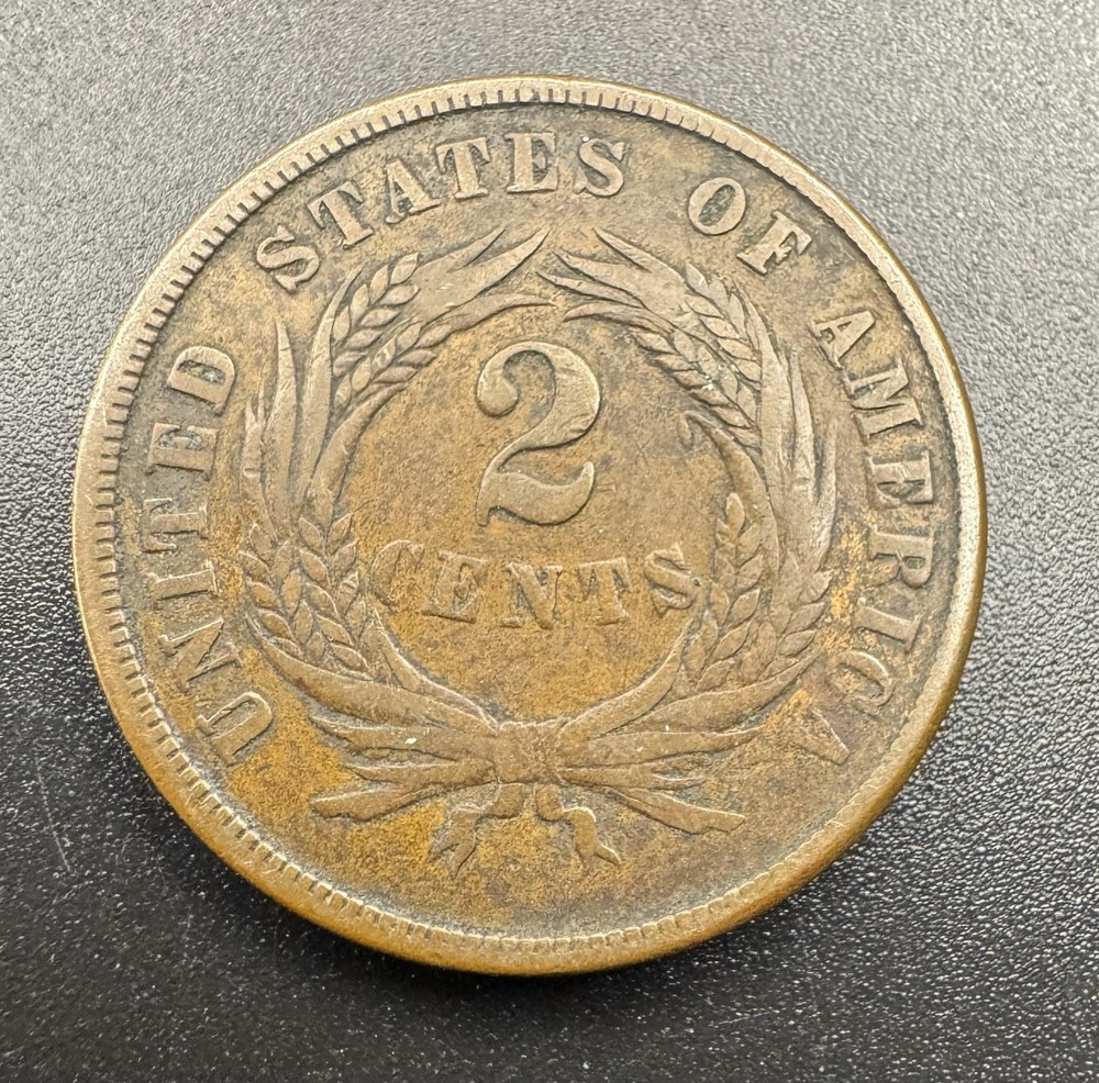 1865 Two Cent Piece RAW Great Condition!