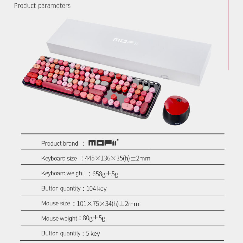 Mofii Colorful Computer Wireless Keyboard Mouse Combos, PC/Laptop/Mac