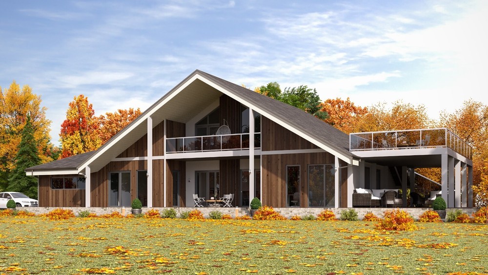 100’x54’ 4-Beds 4-Baths Charming A-Frame Architectural Build Plans PDF Download