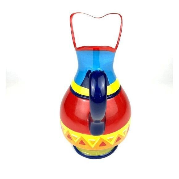 Multicolor Large Ceramic Pitcher Southwestern