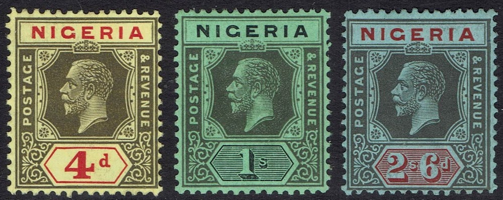 NIGERIA 1921 KGV 4D 1/- AND 2/6 WMK MULTI SCRIPT CA
