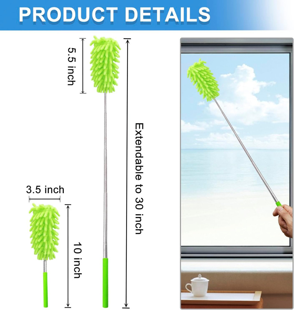 2 Pack Extendable Microfiber Feather Duster for Cleaning, Washable Dusters